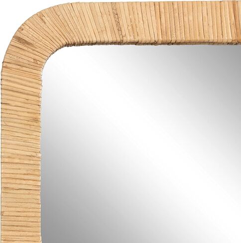 Kate and Laurel Rahfy Modern Boho Rounded Rectangle Wall Mirror with Natural Rattan Frame, 24x36x2 in Saudi Arabia
