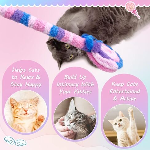 SNOWLOVE 2-Piece Cat Toys for Indoor Cats,Cat Wand Toys with Bells, Cat Teaser Indoor Cat Interactive Toy in Kuwait