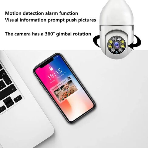 كاميرا المصباح الكهربائي SSYING، 1080P 2.4G/5.0G، كاميرا المصباح الكهربائي اللاسلكية WiFi في الهواء الطلق 360 درجة، كاميرا أمان المصباح الكهربائي مع كشف الحركة، صوت ثنائي الاتجاه، تخزين سحابي مجاني in Kuwait
