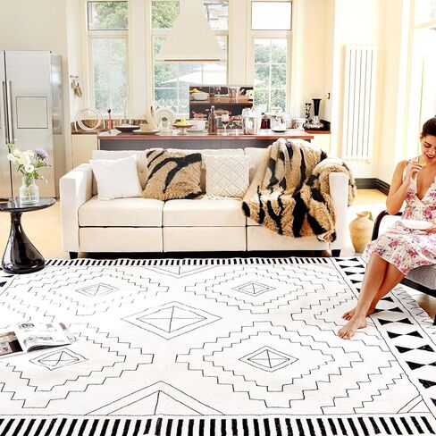 سجادة منطقة أشعث مغربية من Unomi مقاس 3'x5'، سجاد كبير مضاد للانزلاق لغرفة المعيشة وغرفة النوم والسجاد الداخلي. (3'x5') in Kuwait