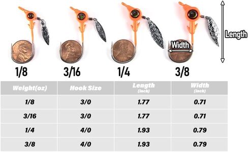 Dr.Fish 10 Pack Underspin Jigs Fishing Jig Heads Mustad Hooks 3D Eye Crappie Jig Heads Round Jig Willow Blade Unpainted Jig Fishing Jigs Saltwater Freshwater Bass,Trout, Bluegill 1/8oz,3/16oz,1/4oz,3/8oz in Saudi Arabia