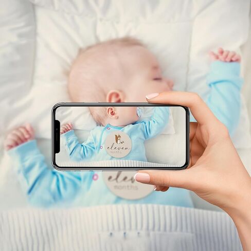 بطاقات المعالم الشهرية للأطفال مع علامة Hello World، 18 قطعة من أقراص Safari Animals لأقراص المعالم الرئيسية للحمل وهدايا استحمام الطفل، علامة معالم شهرية محايدة لحديثي الولادة لدعائم التقاط الصور in Kuwait