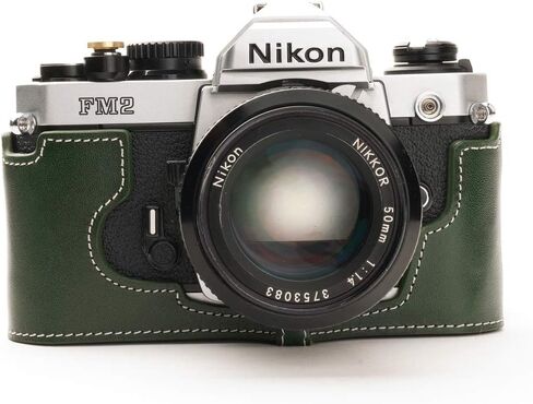 Nikon FM2 Case, BolinUS Handmade Genuine Real Leather Half Camera Case Bag Cover for Nikon FM2 FM FE FM2n FE2 With Hand Strap (Black) in Kuwait