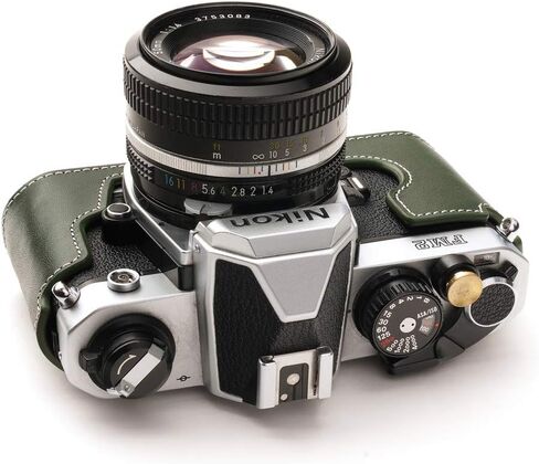 Nikon FM2 Case, BolinUS Handmade Genuine Real Leather Half Camera Case Bag Cover for Nikon FM2 FM FE FM2n FE2 With Hand Strap (Black) in Kuwait