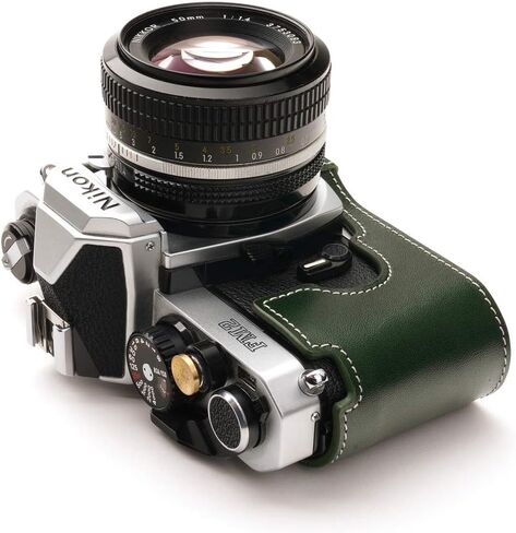 Nikon FM2 Case, BolinUS Handmade Genuine Real Leather Half Camera Case Bag Cover for Nikon FM2 FM FE FM2n FE2 With Hand Strap (Black) in Kuwait