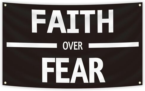 MKNAZ الإيمان على الخوف نسيج ملهم 3 × 5FT العلم الأفقي الجدار معلقة غرفة الجامعة عنبر متعة غرفة نوم حديقة الجدار ملصق الديكور in Kuwait