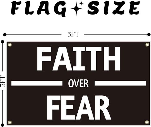 MKNAZ الإيمان على الخوف نسيج ملهم 3 × 5FT العلم الأفقي الجدار معلقة غرفة الجامعة عنبر متعة غرفة نوم حديقة الجدار ملصق الديكور in Kuwait