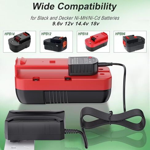 شاحن بطارية منزلق من SoulBay 9.6-18 فولت لبلاك اند ديكر متعدد فولت 9.6 فولت 12 فولت 14.4 فولت 18 فولت أدوات كهربائية عاصفة نيكاد Ni-MH بطاريات HPB12 HPB18 HPB96 PS130 PS140 FSB18 ETPCA-P180021U2 سلك بديل in Kuwait