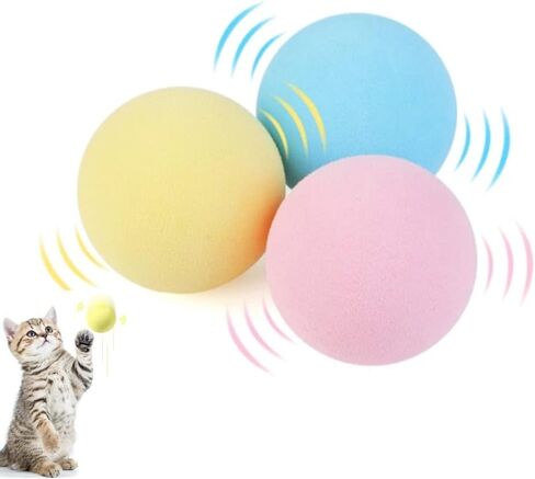 سلاج مايل العاب كرة القطط، كرات تفاعلية للقطط و3 اصوات زقزقة نابضة بالحياة، العاب مرحة للقطط والقطط والنعناع البري - 3 قطع in Kuwait