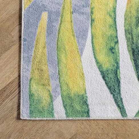 nuLOOM Amelia Machine Washable Tropical Ultra Thin Runner Rug, 2' 6" x 8', Green in Saudi Arabia