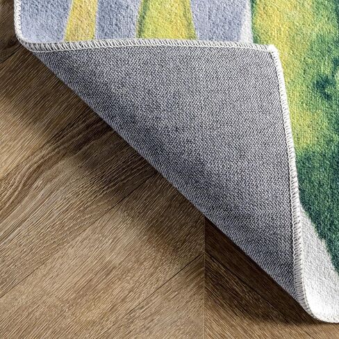 nuLOOM Amelia Machine Washable Tropical Ultra Thin Runner Rug, 2' 6" x 8', Green in Saudi Arabia