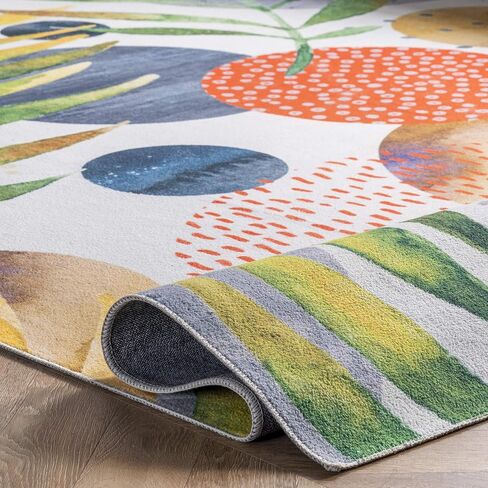 nuLOOM Amelia Machine Washable Tropical Ultra Thin Runner Rug, 2' 6" x 8', Green in Saudi Arabia