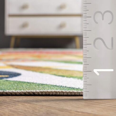nuLOOM Amelia Machine Washable Tropical Ultra Thin Runner Rug, 2' 6" x 8', Green in Saudi Arabia