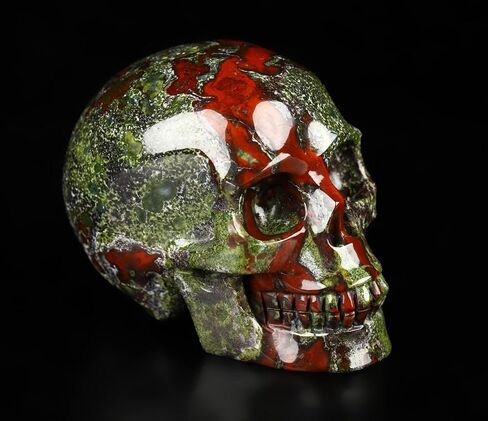 Skullis 2.0 "جمجمة كريستال جاسبر دم التنين، منحوتة يدويًا من الأحجار الكريمة للفنون الجميلة، تمثال حجر شفاء الريكي. 1482 in Kuwait