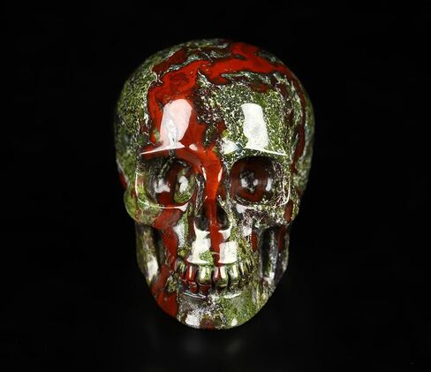 Skullis 2.0 "جمجمة كريستال جاسبر دم التنين، منحوتة يدويًا من الأحجار الكريمة للفنون الجميلة، تمثال حجر شفاء الريكي. 1482 in Kuwait