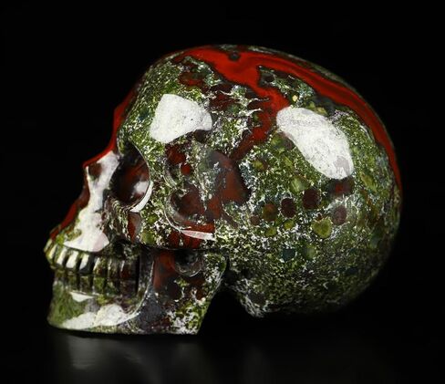 Skullis 2.0 "جمجمة كريستال جاسبر دم التنين، منحوتة يدويًا من الأحجار الكريمة للفنون الجميلة، تمثال حجر شفاء الريكي. 1482 in Kuwait