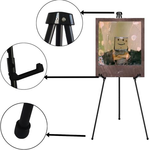 LUNKUIVY 3 Packs 63 Inch Tall Arts Easels for Wedding Sign. Black Portable Folding for Display Adjustable Instant Wedding Easel Stand Welcome Sign Painting Poster in Kuwait