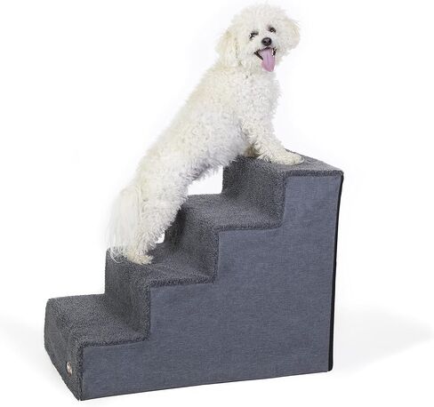K&H Pet Products Foldable Dog Stairs, Pet Stairs for Dogs and Cats, Dog Steps for High Beds, Dog Stairs for Small & Medium Dogs - Steps Without Storage Classy Gray/Gray 3 Stair in Kuwait