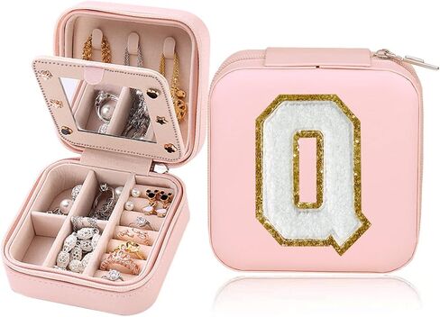 CRUOXBB Jewelry Box for Women Girls,Mini Portable Jewelry Case For travel,Personalized Small Jewelry CaseJewelry Organizer Box with Mirror (Pink-A) in Kuwait