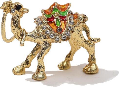 صندوق مجوهرات SEVENBEES Camel القابل للتجميع مع أحجار الراين الكريستالية المطلية بالمينا - ديكور عربي هدية تذكارية من دبي للنساء والفتيات، مثالي لحمل الخواتم والأقراط، وتعزيز ديكور خزانة الملابس المنزلية in Kuwait