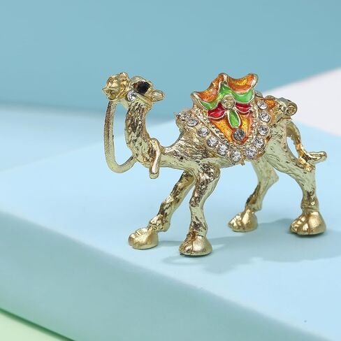 صندوق مجوهرات SEVENBEES Camel القابل للتجميع مع أحجار الراين الكريستالية المطلية بالمينا - ديكور عربي هدية تذكارية من دبي للنساء والفتيات، مثالي لحمل الخواتم والأقراط، وتعزيز ديكور خزانة الملابس المنزلية in Kuwait