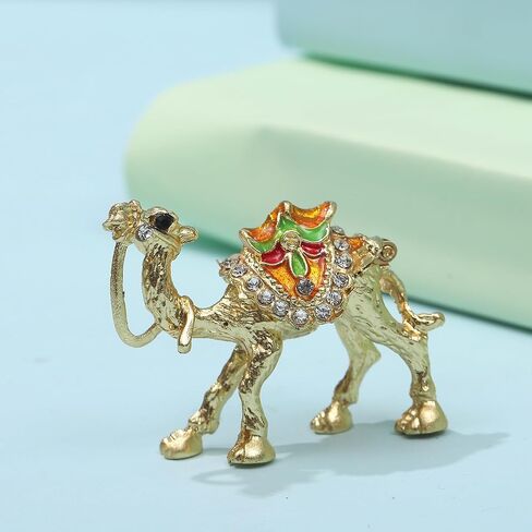 صندوق مجوهرات SEVENBEES Camel القابل للتجميع مع أحجار الراين الكريستالية المطلية بالمينا - ديكور عربي هدية تذكارية من دبي للنساء والفتيات، مثالي لحمل الخواتم والأقراط، وتعزيز ديكور خزانة الملابس المنزلية in Kuwait