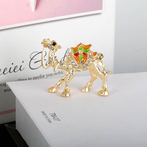 صندوق مجوهرات SEVENBEES Camel القابل للتجميع مع أحجار الراين الكريستالية المطلية بالمينا - ديكور عربي هدية تذكارية من دبي للنساء والفتيات، مثالي لحمل الخواتم والأقراط، وتعزيز ديكور خزانة الملابس المنزلية in Kuwait