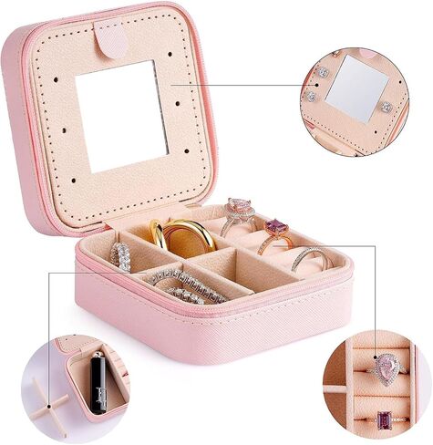 Travel Jewelry Boxes Women's Travel Jewelry Boxes Small Ladies Jewelry Boxes Jewelry Travel Organizers Women's Jewelry Travel Boxes Earring Organizers with Mirrors Women's Travel Gift Letters K in Kuwait