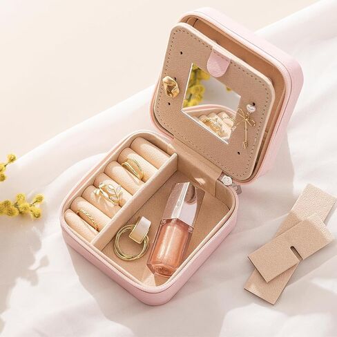 Travel Jewelry Boxes Women's Travel Jewelry Boxes Small Ladies Jewelry Boxes Jewelry Travel Organizers Women's Jewelry Travel Boxes Earring Organizers with Mirrors Women's Travel Gift Letters K in Kuwait