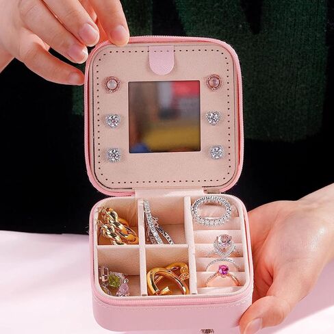 Travel Jewelry Boxes Women's Travel Jewelry Boxes Small Ladies Jewelry Boxes Jewelry Travel Organizers Women's Jewelry Travel Boxes Earring Organizers with Mirrors Women's Travel Gift Letters K in Kuwait