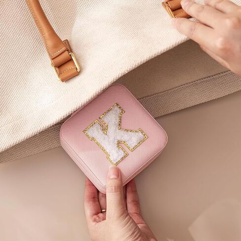 Travel Jewelry Boxes Women's Travel Jewelry Boxes Small Ladies Jewelry Boxes Jewelry Travel Organizers Women's Jewelry Travel Boxes Earring Organizers with Mirrors Women's Travel Gift Letters K in Kuwait