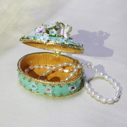 منظم صندوق المجوهرات من NAJMECHOY للنساء والفتيات، منظم أقراط خاتم الزفاف، حاوية تخزين، صندوق حلقات من السبائك، تخزين المجوهرات للقلادة، صندوق زهور منحوت استريو (وردي) in Kuwait