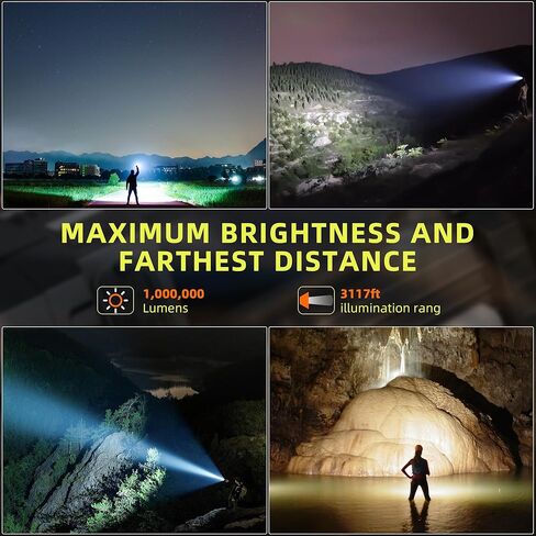 AlpsWolf Bright Flashlight High Lumens Rechargeable, 1,000,000 Lumens, Long Standby, Waterproof, LED Flashlight Spotlight with USB Output for Emergency in Kuwait