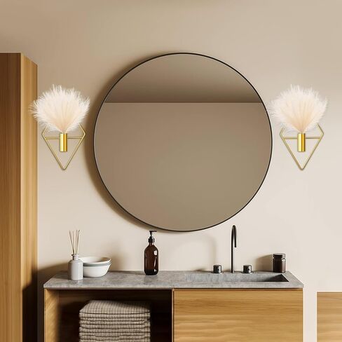 Topvop 2 قطعة ديكور حائط صغير معلق مزارعون مع بامباس صناعي مثبت على الحائط ديكور حائط معدني ذهبي ديكور منزلي حديث (مزهرية معينية) in Kuwait