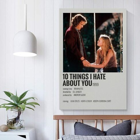 واي تي اس ال جيه بوستر 90 اس الجمالي لغرفة النوم 10 اشياء I Hate About You، لوحة فنية جدارية من القماش لغرفة المعيشة وغرفة النوم، مقاس 08×12 انش (20×30 سم) in Kuwait