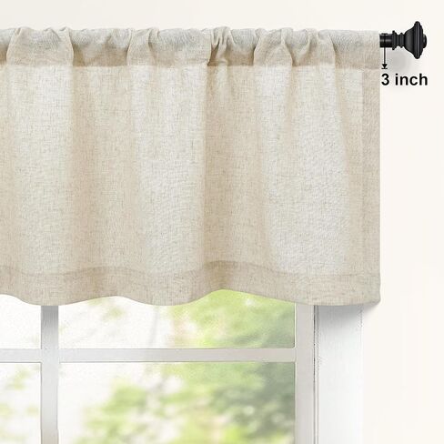 DANCURTON Dark Grey Linen Window Valance for Kitchen 3 Inch Rod Pocket Light Filtering Sheer Modern Farmhouse Charcoal Gray Valance Curtain Topper for Bedroom Living Room Dining Bathroom 18 Long in Saudi Arabia