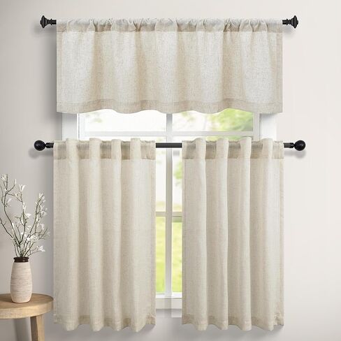 DANCURTON Dark Grey Linen Window Valance for Kitchen 3 Inch Rod Pocket Light Filtering Sheer Modern Farmhouse Charcoal Gray Valance Curtain Topper for Bedroom Living Room Dining Bathroom 18 Long in Saudi Arabia
