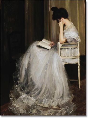 uoyien Vintage French Canvas Wall Art Famous Artwork Woman Reading Portrait Oil Painting Dark Academia Aesthetic Print 19th Century Antique Poster Retro Gallery Home Decor16x24in Unframed in Kuwait