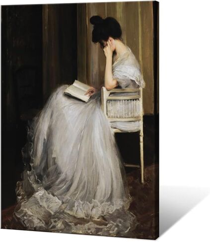 uoyien Vintage French Canvas Wall Art Famous Artwork Woman Reading Portrait Oil Painting Dark Academia Aesthetic Print 19th Century Antique Poster Retro Gallery Home Decor16x24in Unframed in Kuwait