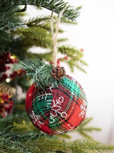 Burlap Christmas Hanging Ornaments, Farmhouse Rustic Christma Decorations, Natural Jute Ball Ornaments for Xmas Holiday Party Home Decor 12Pcs in Saudi Arabia