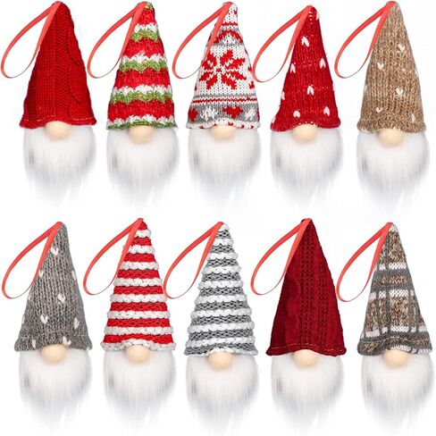 LMOPU Plush Gnomes Chritsmas Tree Decorations Hanging Xmas Ornaments Handmade Swedish Tomte Gnomes Scandinavian Santa Elf Set of 10 in Saudi Arabia