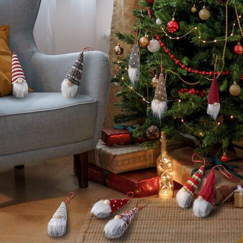 LMOPU Plush Gnomes Chritsmas Tree Decorations Hanging Xmas Ornaments Handmade Swedish Tomte Gnomes Scandinavian Santa Elf Set of 10 in Saudi Arabia