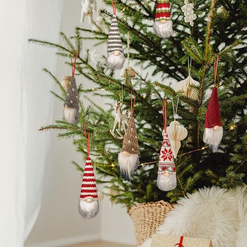 LMOPU Plush Gnomes Chritsmas Tree Decorations Hanging Xmas Ornaments Handmade Swedish Tomte Gnomes Scandinavian Santa Elf Set of 10 in Saudi Arabia