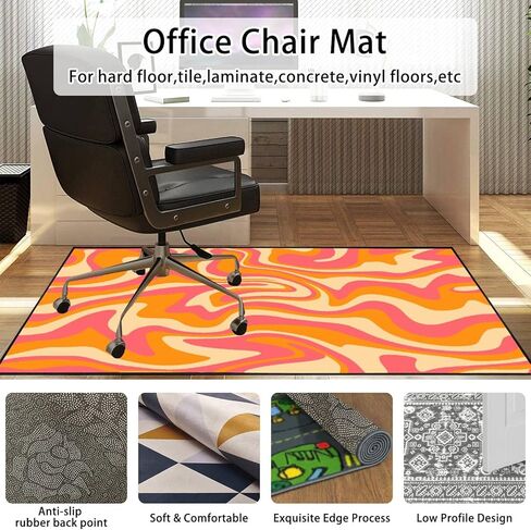 PeeNoke 1970 متموجة دوامة سلسة برتقالية وردية الألوان مرسومة باليد السبعينيات نمط منطقة البساط في الهواء الطلق سجادة الفناء لعب حصيرة الكلمة حصيرة السجاد الحديثة عدم الانزلاق ديكور المنزل غرفة المعيشة غرفة نوم الحضانة، 3x5 قدم in Kuwait