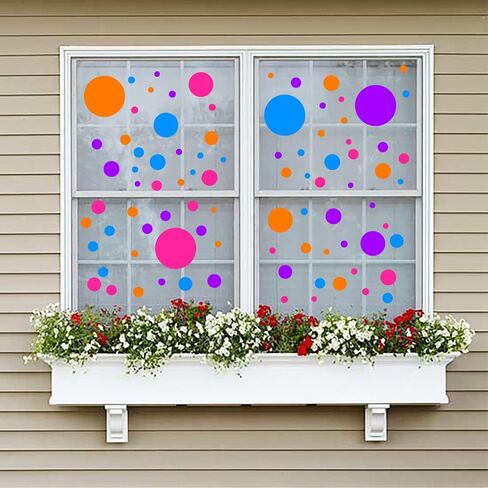 مجموعة ملصقات ديكور فنية بنقاط ملونة | 12 ورقة|ملصقات حائط جمالية من الفينيل للأطفال والبنات في غرفة نومهم وتزيين الفصل الدراسي المنزلي، ملصقات ملونة ذاتية اللصق وقابلة للتقشير واللصق. in Kuwait