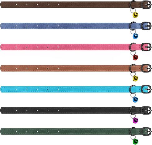 Murom Leather Cat Collar with Bell Adjustable Small Pet Kitten Collars Black Brown Pink Blue (Sky Blue) in Kuwait