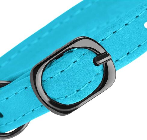 Murom Leather Cat Collar with Bell Adjustable Small Pet Kitten Collars Black Brown Pink Blue (Sky Blue) in Kuwait