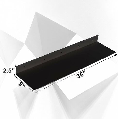 SIMOND STORE Black Metal Shelf - Wall Mount Shelf - Steel Industrial Heavy Duty Renter Friendly Shelves, Black Shelf (36" X 8" X 2.5") in Saudi Arabia