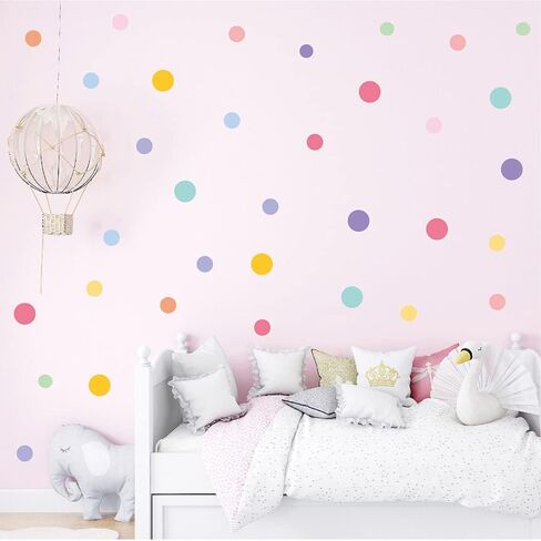 مجموعة ملصقات ديكور فنية جدارية بنقاط ملونة | 10 ورقات|ملصقات حائط جمالية من الفينيل للأطفال والرضع وغرفة نوم البنات وديكور المنزل والفصول الدراسية، ملصقات ملونة ذاتية اللصق وقابلة للتقشير والنقاط. in Kuwait