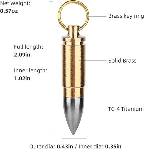 NHDT SW809 سلسلة مفاتيح حامل حبوب دواء محمولة، علبة من التيتانيوم والنحاس مضادة للماء حافظة للمحفظة أو الجيب أو قلادة، حافظة صغيرة EDC للسفر في الهواء الطلق. in Kuwait